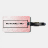 Roze glitter roos-goudmarmer ombre bagagelabel (Achterkant horizontaal)
