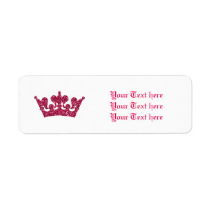 Roze Glitter Royal Crown Princess Adresetiketten Etiket
