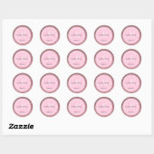 Roze Glitter & Roze Bruiloft Monogram Ronde Sticker (Vel)