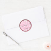 Roze Glitter & Roze Bruiloft Monogram Ronde Sticker (Envelop)