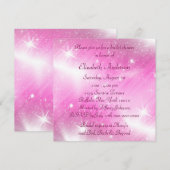 Roze Glitter Roze Bruiloftsfeest Kaart (Voorkant / Achterkant)