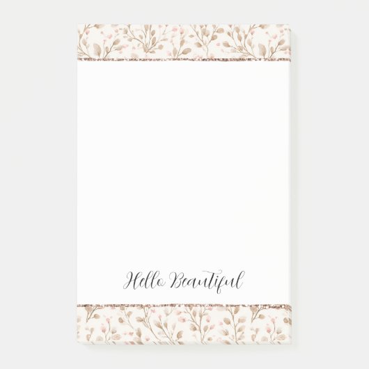 Roze Glitter Roze Crème Bloemachtige Bruiloftsdouc Post-it® Notes (Voorkant)