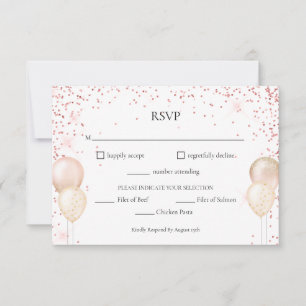 Roze Glitter RSVP-kaart RSVP Kaartje