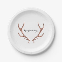 Roze Glitter Rustic Antlers Woodsy Glam Chic Party