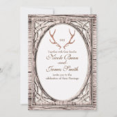 Roze Glitter Rustiek gewei Wit Hout Uitnodiging (Voorkant)