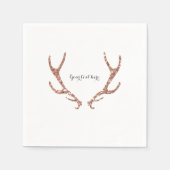 Roze Glitter Rustieke Antlers Woodsy Glam Party Servetten (Voorkant)