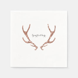 Roze Glitter Rustieke Antlers Woodsy Glam Party Servetten