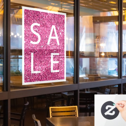 Roze Glitter SALE Teken Venster Cling Raamsticker (Restaurant Raam)