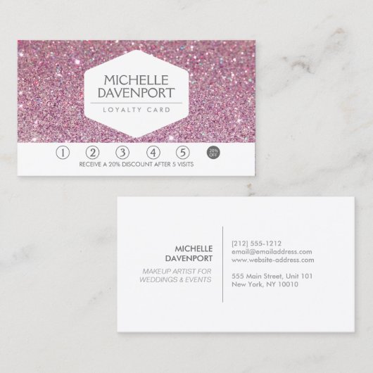 ROZE GLITTER Salon Loyalty Kaart (Voorkant / Achterkant)