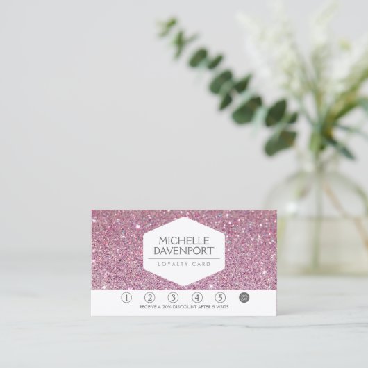 ROZE GLITTER Salon Loyalty Kaart (Staand voorkant)
