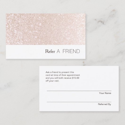 Roze Glitter Salon Referral Customer Loyalty (Voorkant / Achterkant)