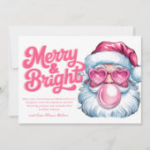 Roze Glitter Santa Modern Chic Christmas Kaart (Voorkant)