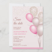 Roze Glitter Save the date 43e verjaardag Kaart (Voorkant)