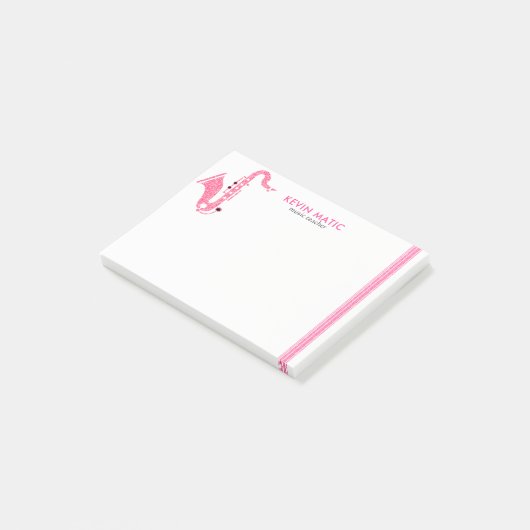Roze Glitter Saxofoon Muziek Leraar Sjabloon Post-it® Notes (Schuin)
