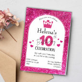 Roze glitter schattig levendig sprankelend 10e ver kaart