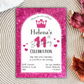 Roze glitter schattig levendig sprankelend 11e ver kaart