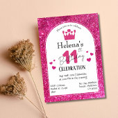 Roze glitter schattig levendig sprankelend 11e ver kaart