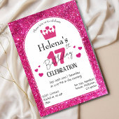 Roze glitter schattig levendig sprankelend 17e ver kaart