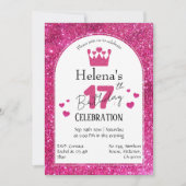 Roze glitter schattig levendig sprankelend 17e ver kaart (Voorkant)