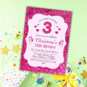 Roze glitter schattig levendig sprankelend 3e verj kaart