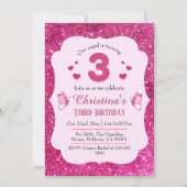 Roze glitter schattig levendig sprankelend 3e verj kaart (Voorkant)