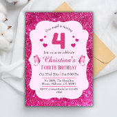 Roze glitter schattig levendig sprankelend 4e verj kaart