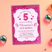 Roze glitter schattig levendig sprankelend 5e verj kaart