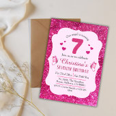 Roze glitter schattig levendig sprankelend 7e verj kaart