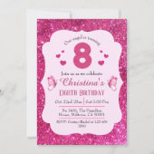 Roze glitter schattig levendig sprankelend 8e verj kaart (Voorkant)