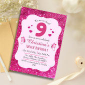 Roze glitter schattig levendig sprankelend 9e verj kaart