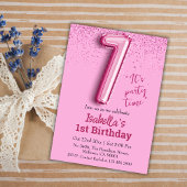 Roze glitter schattige ballon no.1 girly 1e verjaa kaart