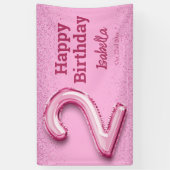 Roze glitter schattige ballon no.2 girly 2e verjaa spandoek (Verticaal)