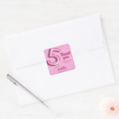 Roze glitter schattige ballon no.5 girly 5e verjaa vierkante sticker (Envelop)