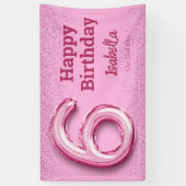 Roze glitter schattige ballon no.6 girly 6e verjaa spandoek (Verticaal)