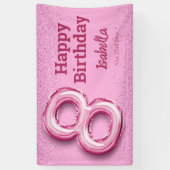 Roze glitter schattige ballon no.8 girly 8e verjaa spandoek (Verticaal)