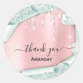 Roze glitter-schijven Bridal Sweet16th - Mint Ronde Sticker