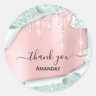 Roze glitter-schijven Bridal Sweet16th - Mint Ronde Sticker