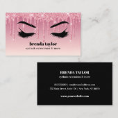 Roze glitter-schijven Eyelash Browbar professionee Visitekaartje (Voorkant / Achterkant)