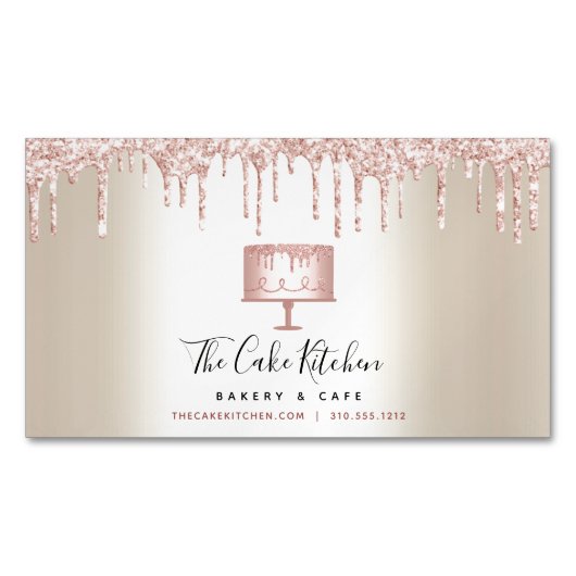 Roze glitter-schijven gebakken bakkerij gebakken b magnetisch visitekaartje (Voorkant)