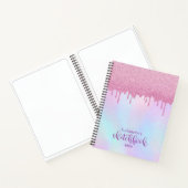 Roze glitter-schijven holografisch Unicorn-zakboek Notitieboek (Binnen)