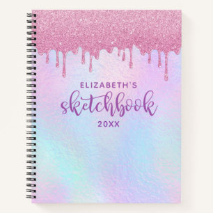 Roze glitter-schijven holografisch Unicorn-zakboek Notitieboek