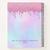Roze glitter-schijven holografisch Unicorn-zakboek Notitieboek (Achterkant)