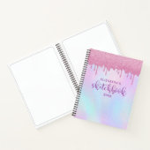 Roze glitter-schijven holografisch Unicorn-zakboek Notitieboek (Binnen)