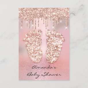 Roze glitter-schijven Roos Gold Baby shower Feet Kaart