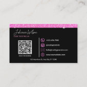 Roze Glitter Schoonheidssalon QR Code Visitekaartje (Achterkant)