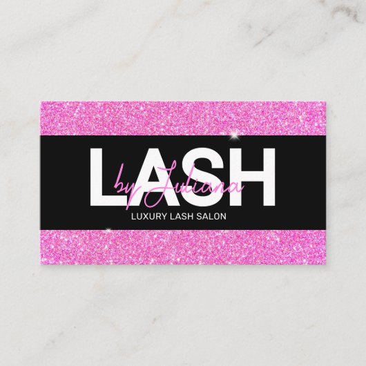 Roze Glitter Schoonheidssalon QR Code Visitekaartje (Voorkant)