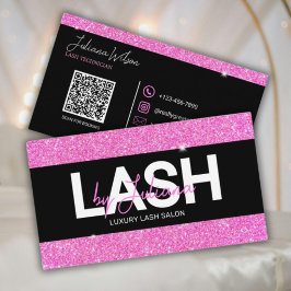Roze Glitter Schoonheidssalon QR Code Visitekaartje