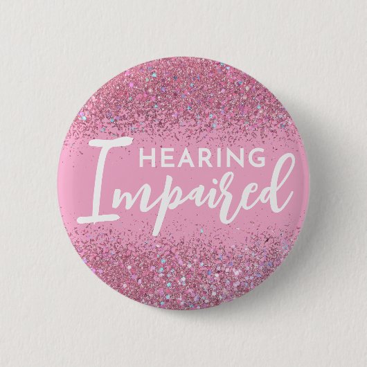 Roze Glitter Schrift Slechthorend Ronde Button 5,7 Cm (Voorkant)