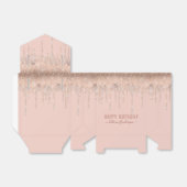 Roze glitter schrijft Happy Birthday Napkins Bedankdoosjes (Uitgevouwen)