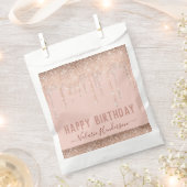 Roze glitter schrijft Happy Birthday Napkins Bedankzakje (Geknipt)